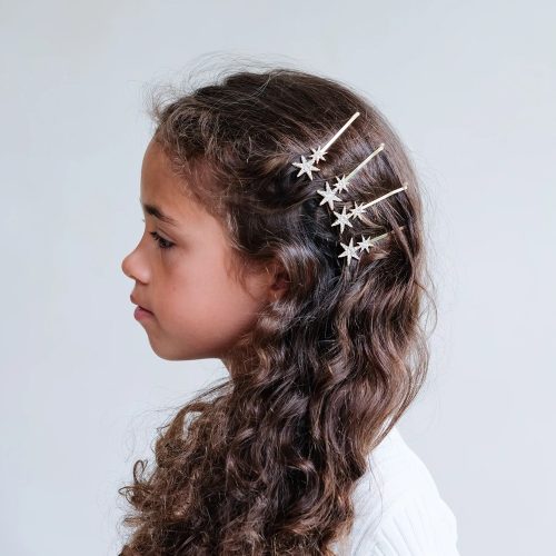 Szikrázó csillagok hullámcsat - 4 db-os hajcsat szett