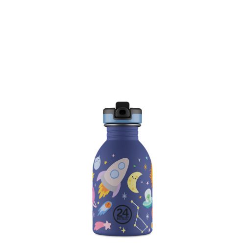 24Bottles - Kids Urban - Rozsdamentes acél kulacs szívószálas kupakkal - 250 ml - Space Friends