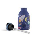 24Bottles - Kids Urban - Rozsdamentes acél kulacs szívószálas kupakkal - 250 ml - Space Friends