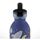 24Bottles - Kids Urban - Rozsdamentes acél kulacs szívószálas kupakkal - 250 ml - Space Friends