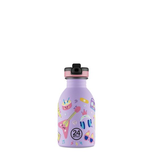 24Bottles - Kids Urban - Rozsdamentes acél kulacs szívószálas kupakkal - 250 ml - Music Friends