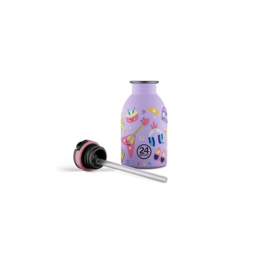 24Bottles - Kids Urban - Rozsdamentes acél kulacs szívószálas kupakkal - 250 ml - Music Friends