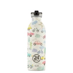   24Bottles -  Kids Urban - Rozsdamentes acél kulacs szívószálas kupakkal - 500 ml - Adventure Friends