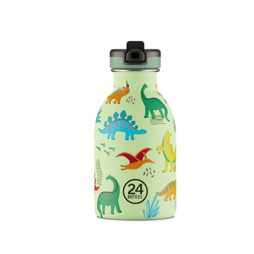 24Bottles - Kids Urban - Rozsdamentes acél kulacs szívószálas kupakkal - 250 ml - Jurassic Friends