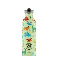    24Bottles - Kids Urban - Rozsdamentes acél kulacs szívószálas kupakkal - 500 ml - Jurassic Friends