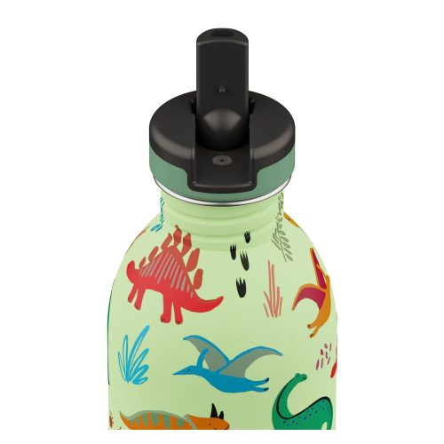  24Bottles - Kids Urban - Rozsdamentes acél kulacs szívószálas kupakkal - 500 ml - Jurassic Friends