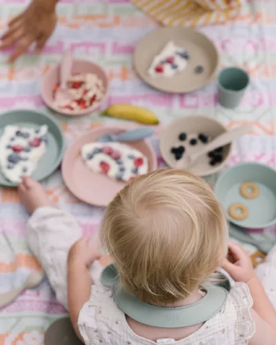 BIBS tányér szett - púderrózsaszín