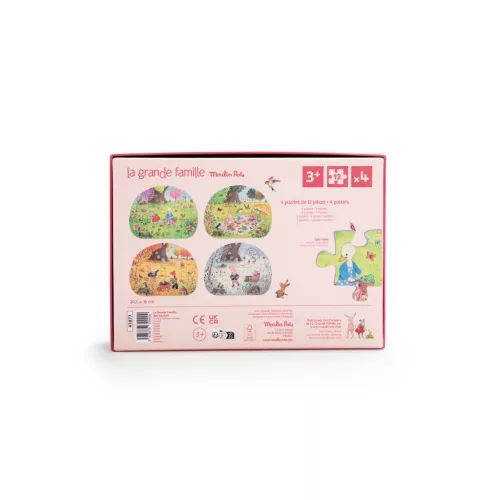 Moulin Roty - A nagy család - Évszakok puzzle - kirakó (4x12 db-os)