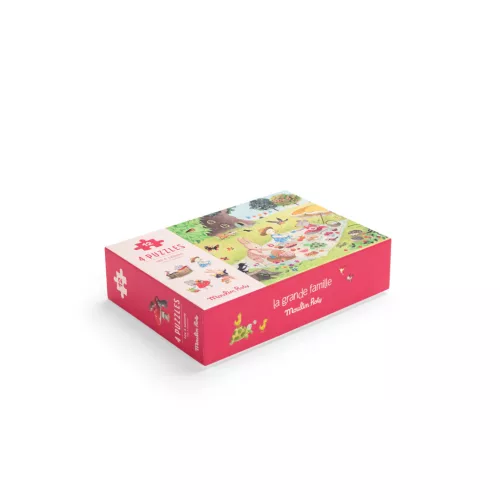 Moulin Roty - A nagy család - Évszakok puzzle - kirakó (4x12 db-os)