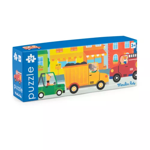 Moulin Roty - Vidámság -  Autós puzzle - kirakó (24 db-os)
