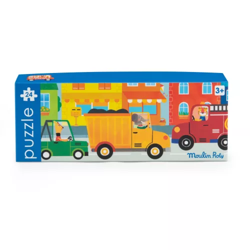 Moulin Roty - Vidámság -  Autós puzzle - kirakó (24 db-os)