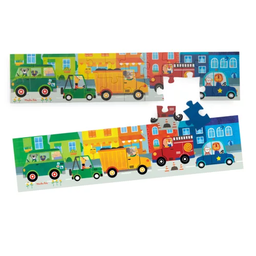 Moulin Roty - Vidámság -  Autós puzzle - kirakó (24 db-os)