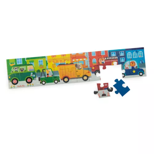 Moulin Roty - Vidámság -  Autós puzzle - kirakó (24 db-os)