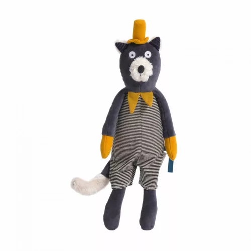 Moulin Roty - Macskabajusz - Alfonz szürke cica plüss (39 cm)
