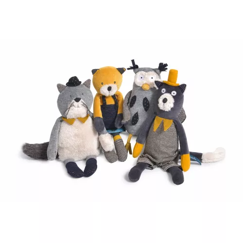 Moulin Roty - Macskabajusz - Alfonz szürke cica plüss (39 cm)