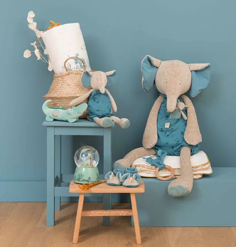 Moulin Roty - A majomkenyérfa alatt - babacipő díszdobozban - elefánt