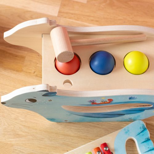 Moulin Roty - Pál polip kalandjai - Készségfejlesztő játék 2in1- Kocogtató és metalofon 