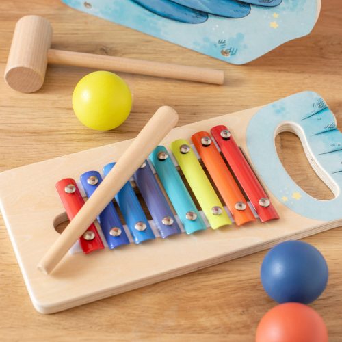 Moulin Roty - Pál polip kalandjai - Készségfejlesztő játék 2in1- Kocogtató és metalofon 