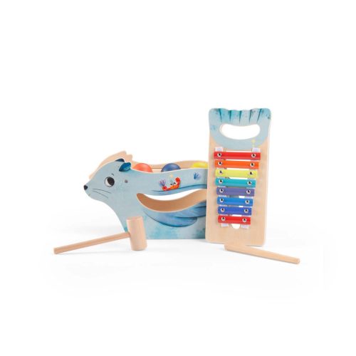 Moulin Roty - Pál polip kalandjai - Készségfejlesztő játék 2in1- Kocogtató és metalofon 