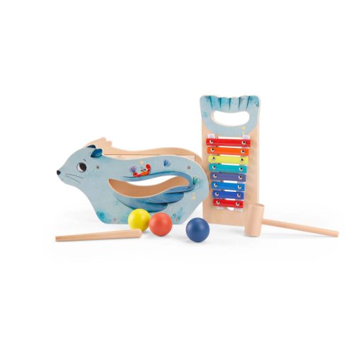 Moulin Roty - Pál polip kalandjai - Készségfejlesztő játék 2in1- Kocogtató és metalofon 