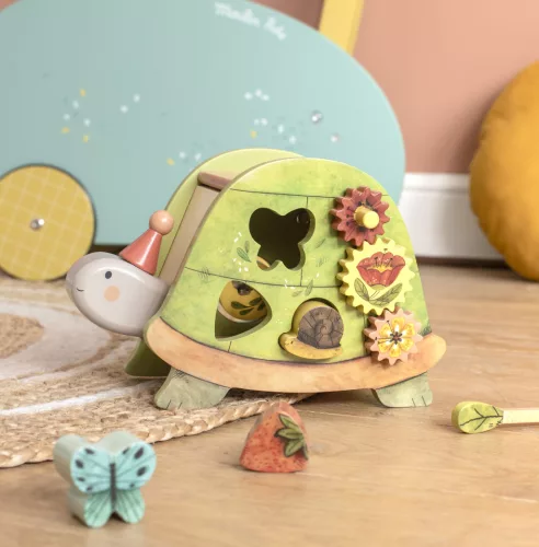 Moulin Roty - A három kisnyuszi - Fa készségfejlesztő játék - teknős
