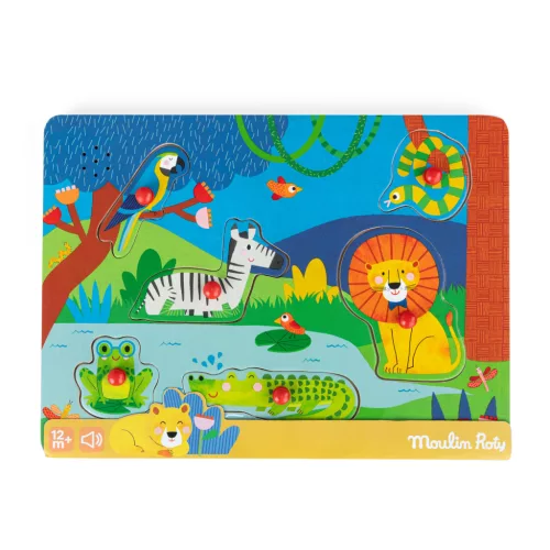 Moulin Roty - Kicsikék - Hangos puzzle - állatok 