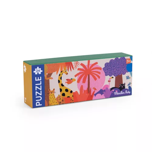 Moulin Roty - Kicsikék - Szivárványos dzsungel puzzle - kirakó (24 db)