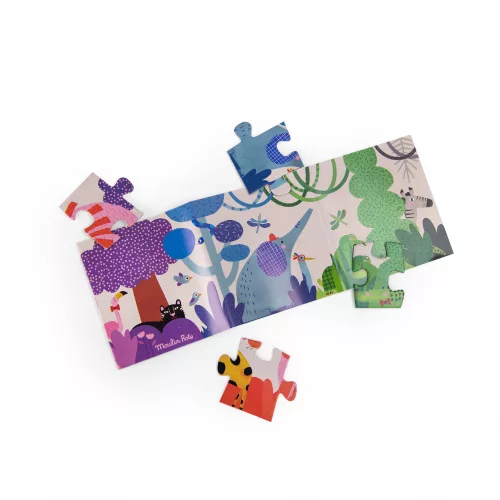 Moulin Roty - Kicsikék - Szivárványos dzsungel puzzle - kirakó (24 db)