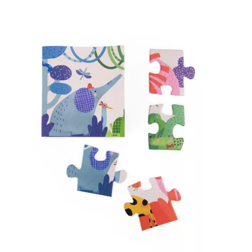 Moulin Roty - Kicsikék - Szivárványos dzsungel puzzle - kirakó (24 db)