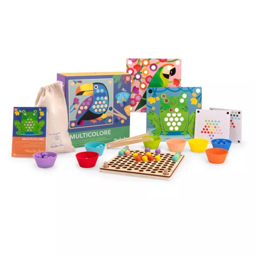 Moulin Roty - Kicsikék - 3 az 1-ben csipeszelős fejlesztő játék - színes golyók