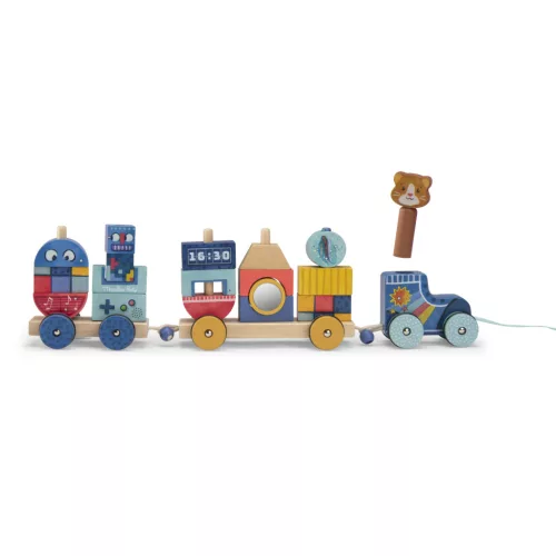Moulin Roty - Pamacs és Pamut - Játékvonat építőelemekkel