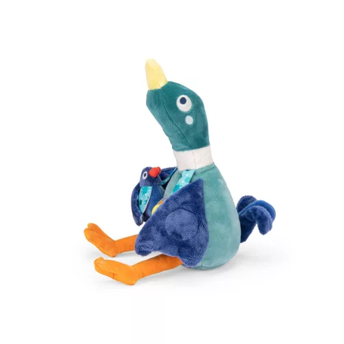 Moulin Roty - Békák a tavon - Készségfejlesztő, fogalkoztató kacsa plüss - Leon (30 cm)