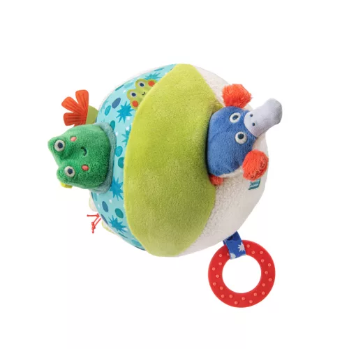 Moulin Roty - Békák a tavon - Plüss készségfejlesztő labda (16 cm)