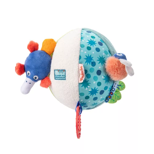 Moulin Roty - Békák a tavon - Plüss készségfejlesztő labda (16 cm)