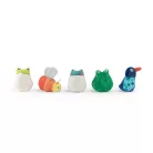 Moulin Roty - Békák a tavon - Készségfejlesztő plüss kocka 5 db plüss figurával (18 cm)