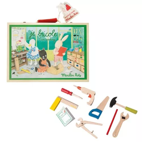 Moulin Roty - Régi idők játékai - Nagy szerszámos láda (14 szerszám)
