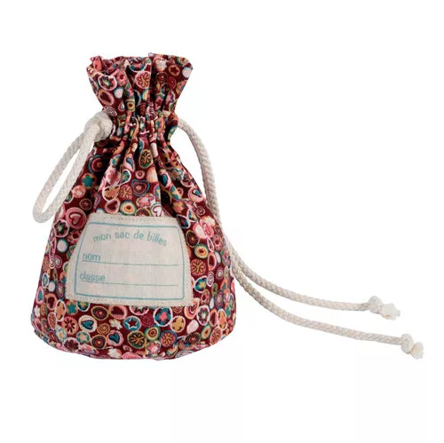 Moulin Roty - Játékidő - Üveggolyó szett vászon zsákban - virágos