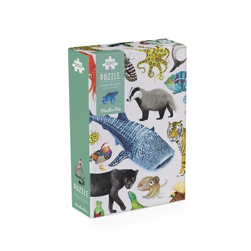 Moulin Roty - A világ körül - A világ állatai puzzle - kirakó (200 db-os)