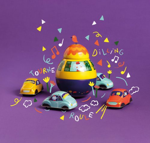 Moulin Roty - Fém játékok - Sárga lendkerekes autó