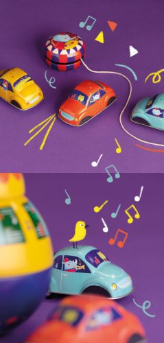 Moulin Roty - Fém játékok - Sárga lendkerekes autó