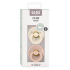 BIBS - Színes cumi - több méretben - Szimmetrikus cumifejjel - krémfehér/púder szett