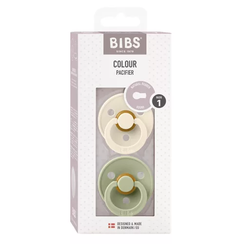 BIBS - Színes cumi - több méretben - 2 db-os csomag - Zsálya/Krémfehér