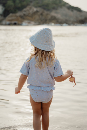 Little Dutch - Gyerek kifordítható napvédő sapka - százszorszép kék / fehér