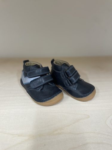 Doboz nélküli cipő -  FRODDO – Átmeneti, magasszárú, dupla tépőzáras bőr gyerekcipő – mélykék - 19-es