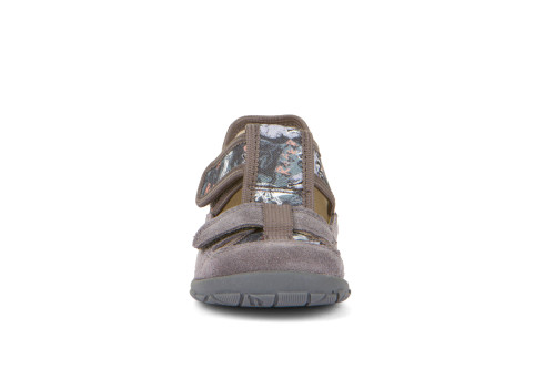 FRODDO – nyitott gyerekcipő – zárt szandál – vászon, bőr – szürke, dínós