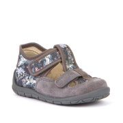   FRODDO – nyitott gyerekcipő – zárt szandál – vászon, bőr – szürke, dínós