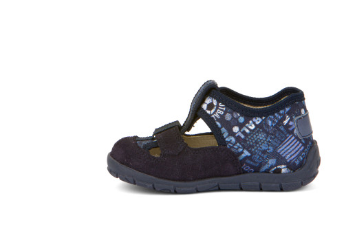FRODDO – nyitott gyerekcipő – zárt szandál – vászon, bőr – kék, foci