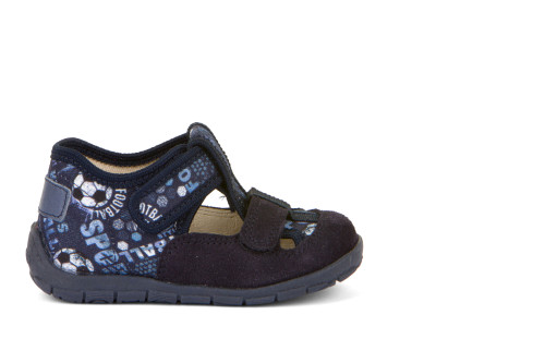 FRODDO – nyitott gyerekcipő – zárt szandál – vászon, bőr – kék, foci