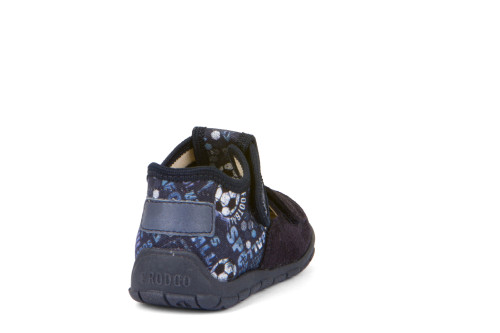 FRODDO – nyitott gyerekcipő – zárt szandál – vászon, bőr – kék, foci