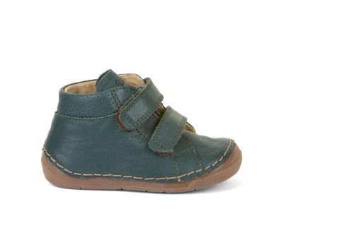 FRODDO – Átmeneti, magasszárú, dupla tépőzáras bőr gyerekcipő – sötétzöld